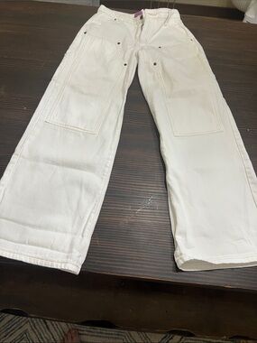 Edikted White Wide-Leg Utility Jeans
